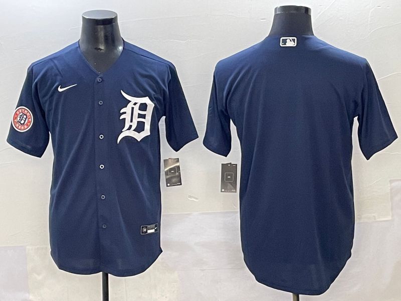 Men 2025 Detroit Tigers Blank Dark Blue Game Nike MLB Jersey style 2